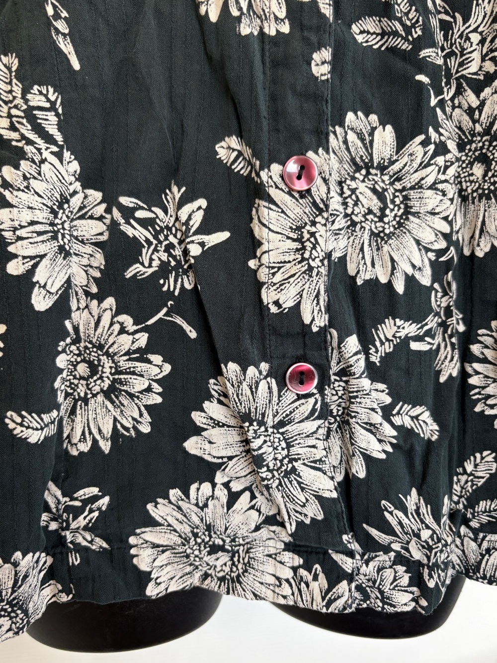 Erika Dark Green & White Sunflower Button Up with Red Buttons - Picture 7 of 11